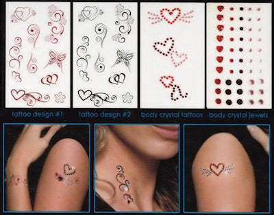 Maccabi Art Temporary Tattoo-Crystal Hearts 11550