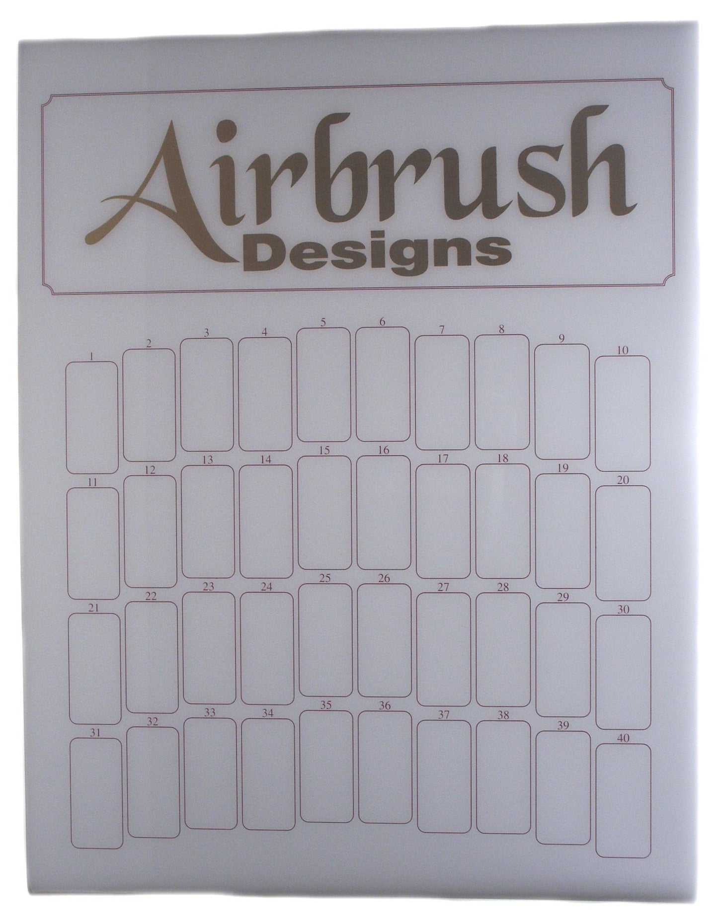 Airbrush Design Counter Top Display Gold Lettering-Holds 40 Design