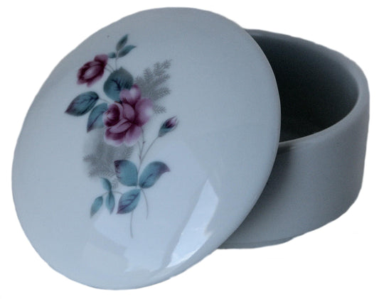 Porcelain Flower Powder Jar 3.5in Dia