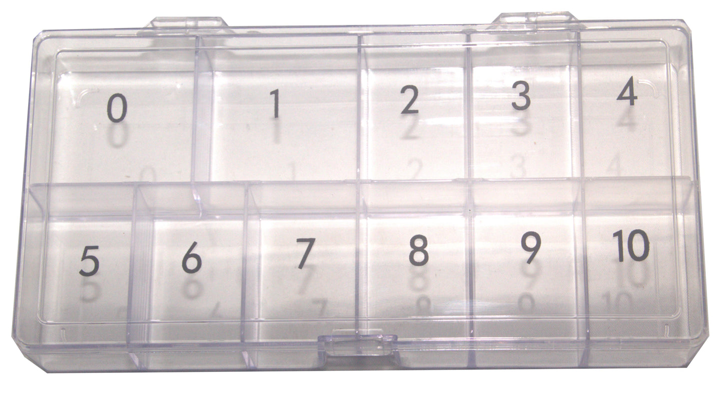 Nail Tip Box Clear Large 11 Compartments Numbered 0-10