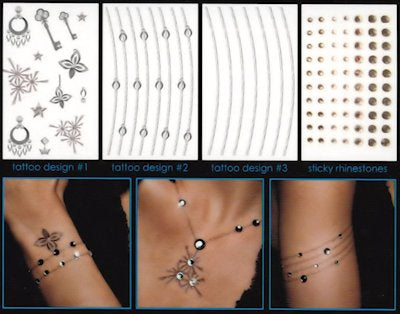 Maccabi Art Temporary Tattoo-Crystal Silver Jewelry 11582