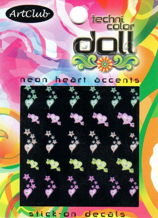 Art Club Technicolor Doll Neon Heart Accents Decal