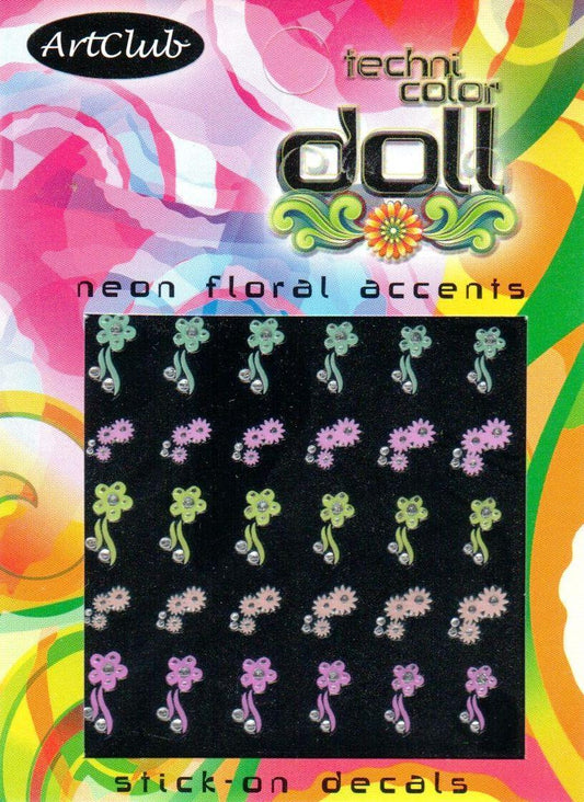 Art Club Technicolor Doll Neon Floral Accents Decal